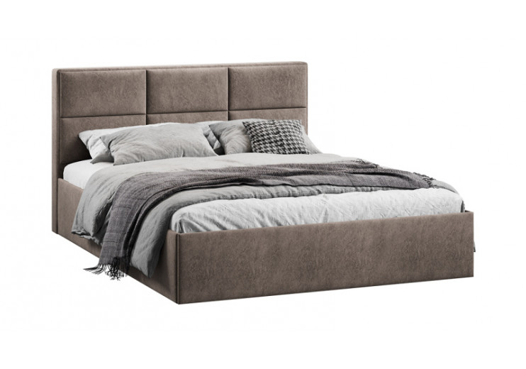 Кровать с ПМ «Стелла» Тип 1 с заглушиной Микровелюр Wellmart Latte