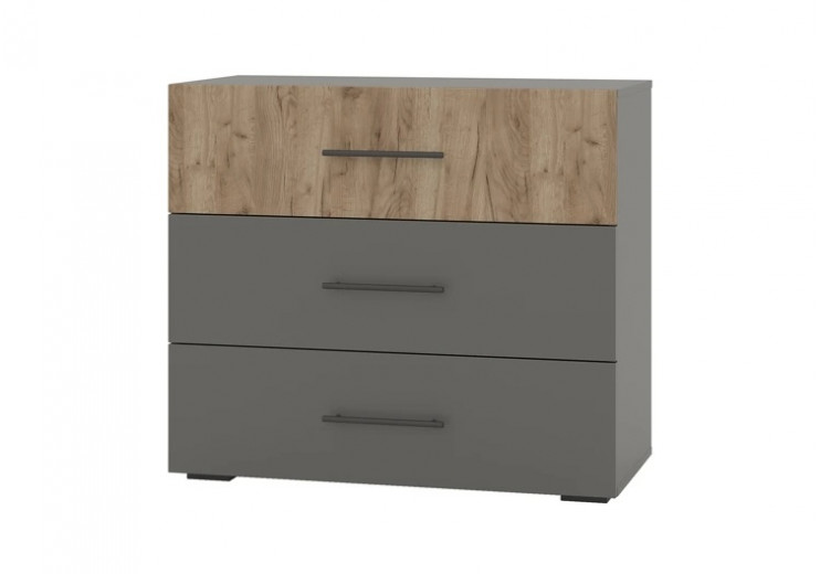 Комод с тремя ящиками (дуб крафт табачный/графит)Артикул: 4-44910