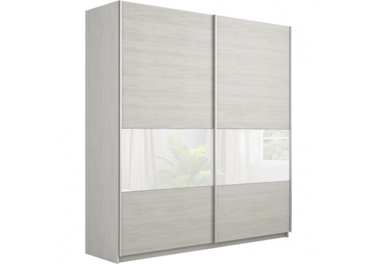 Шкаф-купе Прайм 2-х дверный (3 секции ДСП/стекло белое) ясень Анкор светлый
